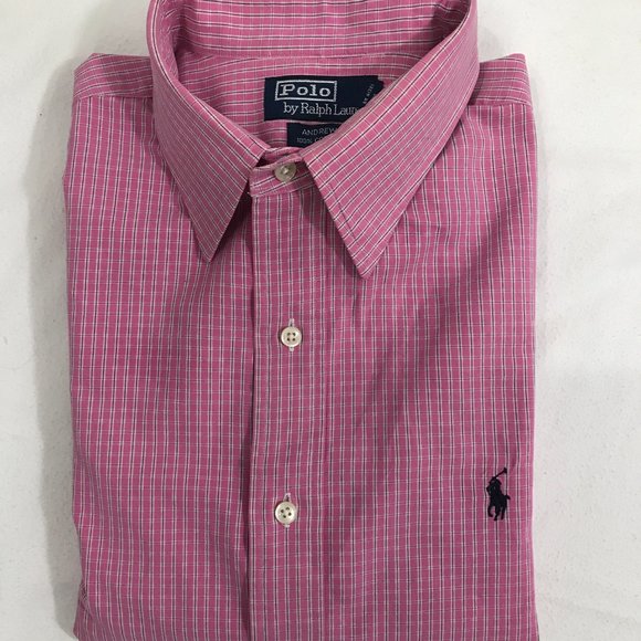 Ralph Lauren Mens Pink Mini Plaid Button Up Shirt XL - Picture 2 of 8
